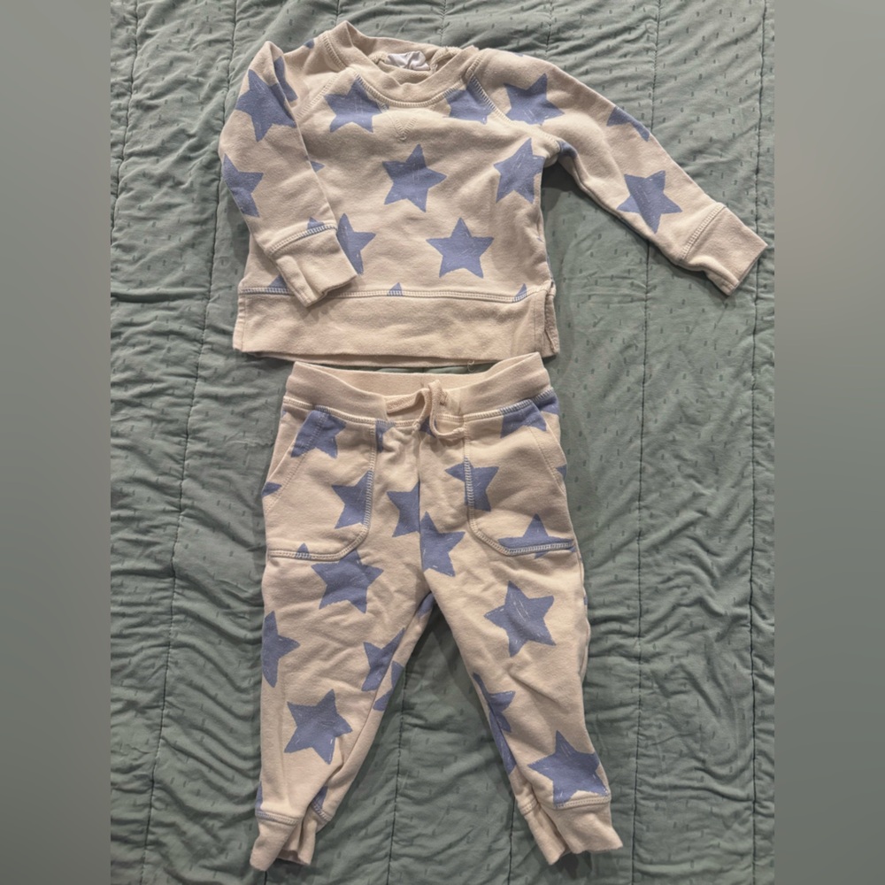 Angel Dear Cream and Blue Pajama Set